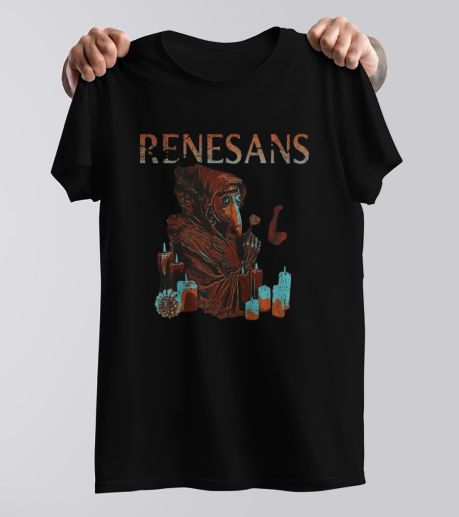 Renesans Plague Doctor Surrounded By Candles T-Shirt