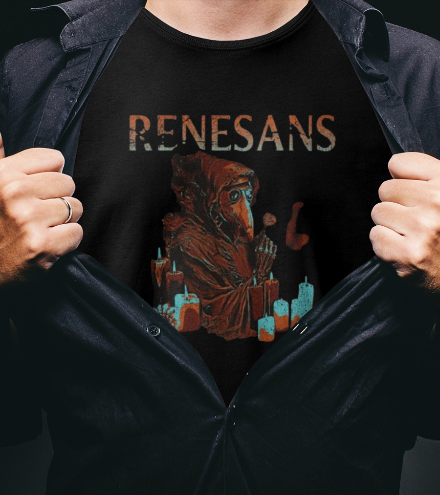 Renesans Plague Doctor Surrounded By Candles T-Shirt