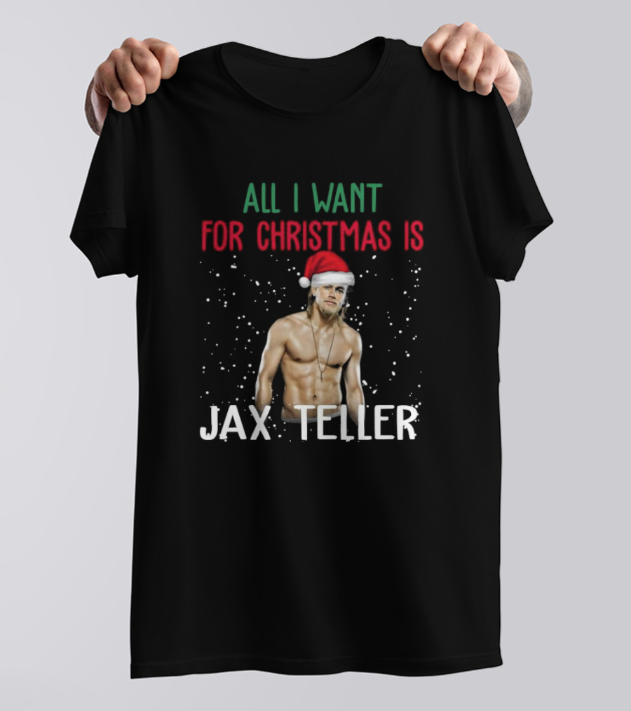 All I Want For Christmas Is Jax Teller Santa Hat Snowflakes T-Shirt