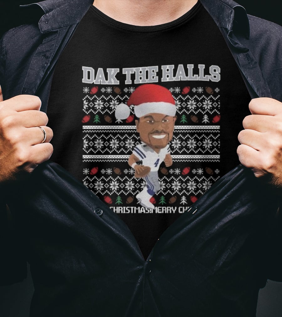Dallas Cowboy Dak The Halls Merry Christmas Ugly Sweater T-Shirt