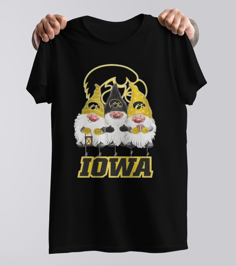 Iowa Hawkeyes Gnomes Merry Christmas T-Shirt