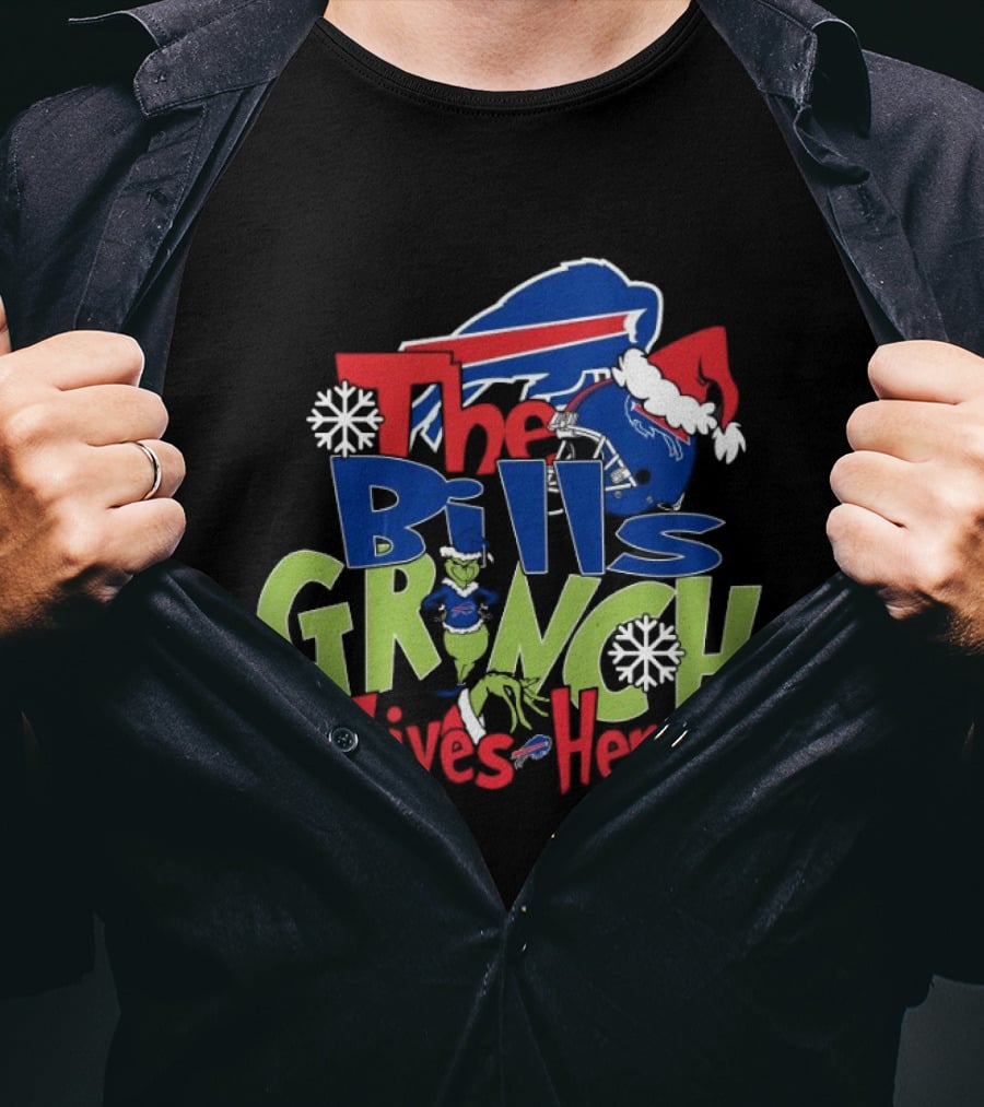 Buffalo Bills Grinch Lives Here Christmas T-Shirt
