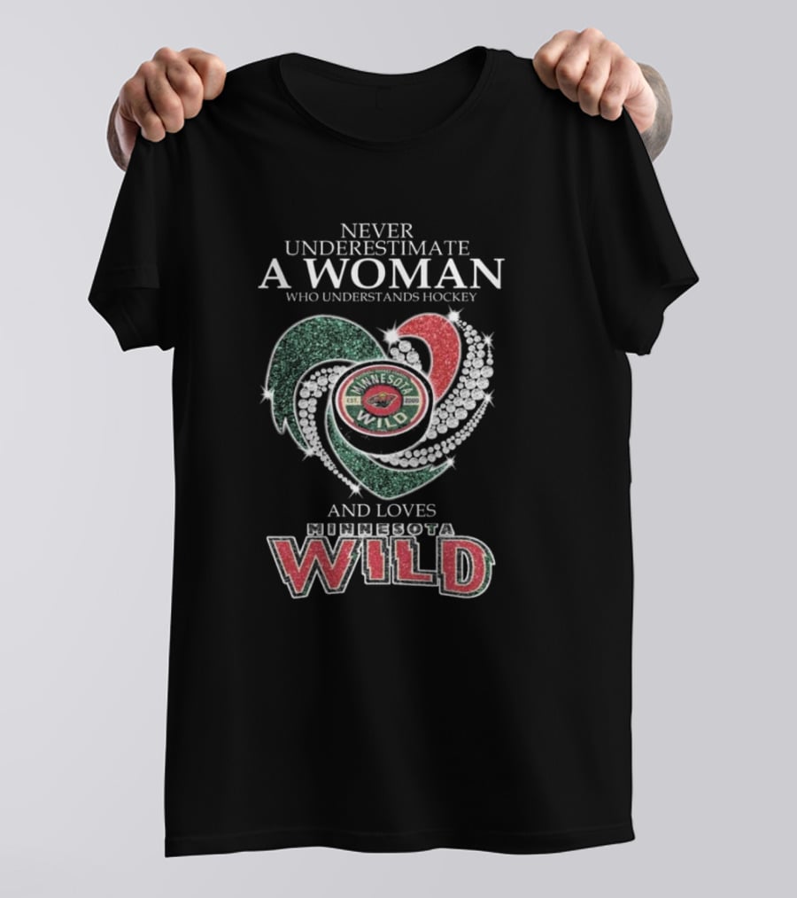 Never Underestimate A Woman Who Understands Hockey And Loves Minnesota Wild T-Shirt