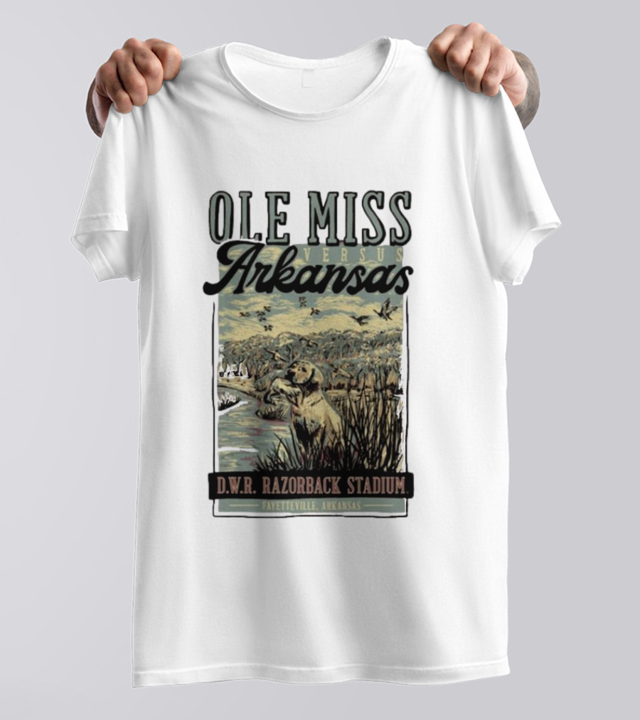 Ole Miss Versus Arkansas D.W.R. Razorback Stadium Fayetteville Game Day T-Shirt