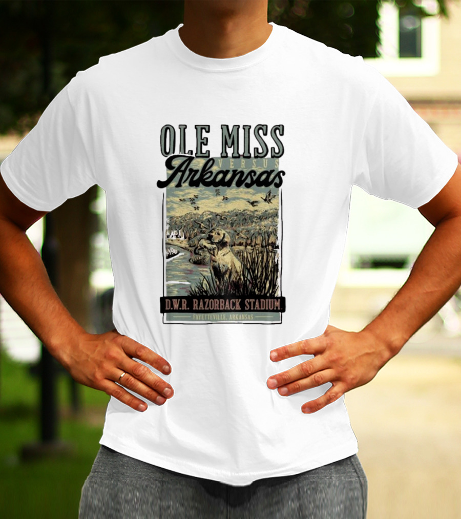 Ole Miss Versus Arkansas D.W.R. Razorback Stadium Fayetteville Game Day T-Shirt