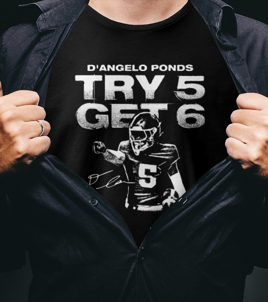 D'Angelo Ponds Try 5 Get 6 Indiana Hoosiers Football Signature T-Shirt