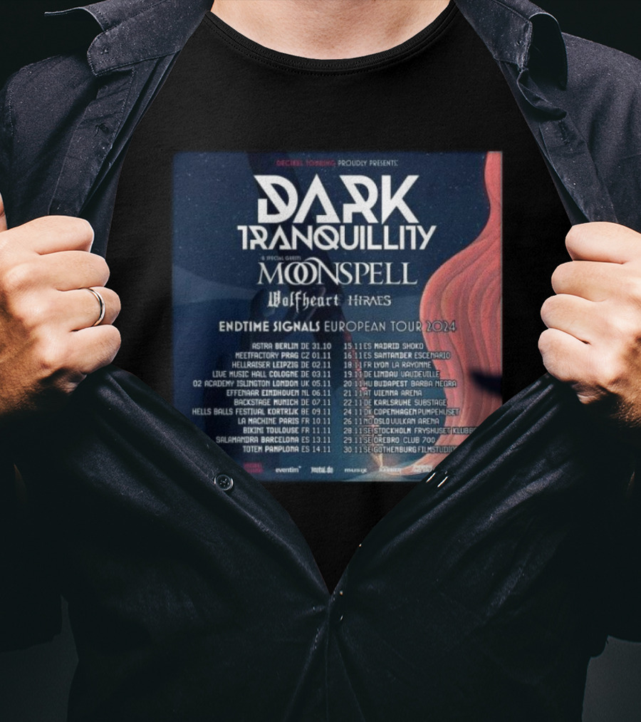 Dark Tranquillity Moonspell Wolfheart Hinayana Endtime Signals European Tour T-Shirt