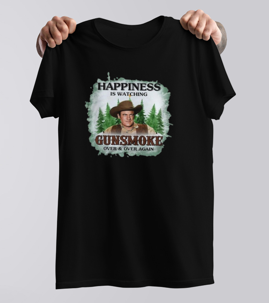 Happiness Is Watching Gunsmoke Over And Over Again Merry Christmas T-Shirt