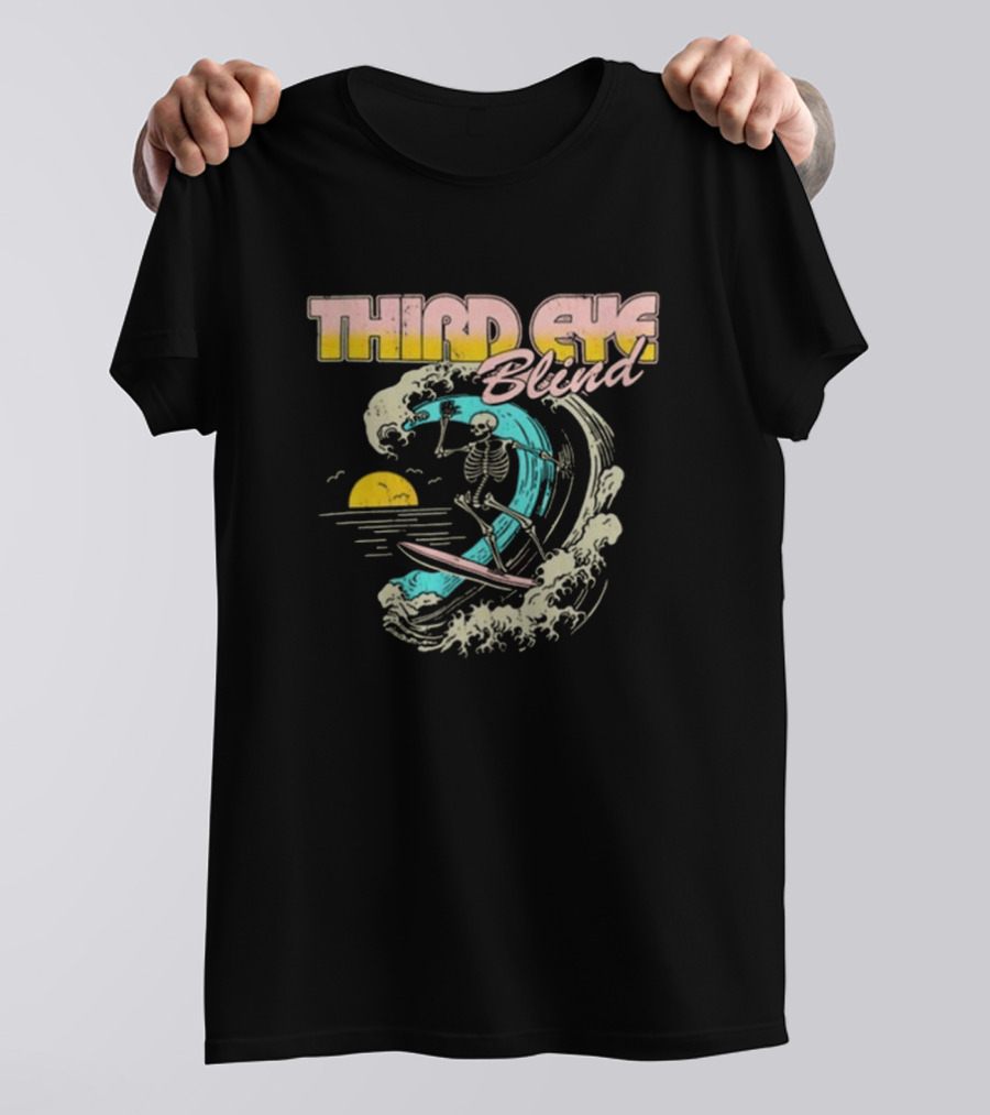Third Eye Blind Skeleton Surfing Vintage Wave Sunset Summer Tour T-Shirt