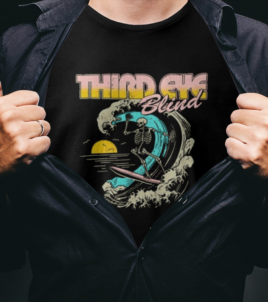 Third Eye Blind Skeleton Surfing Vintage Wave Sunset Summer Tour T-Shirt