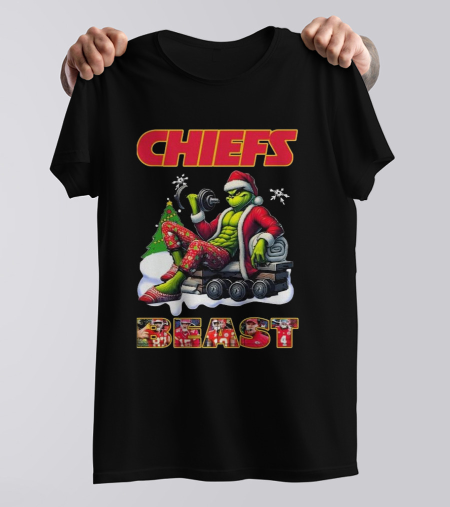 Chiefs Grinch Santa Beast Christmas Gymmer Kansas NFL 2025 T-Shirt