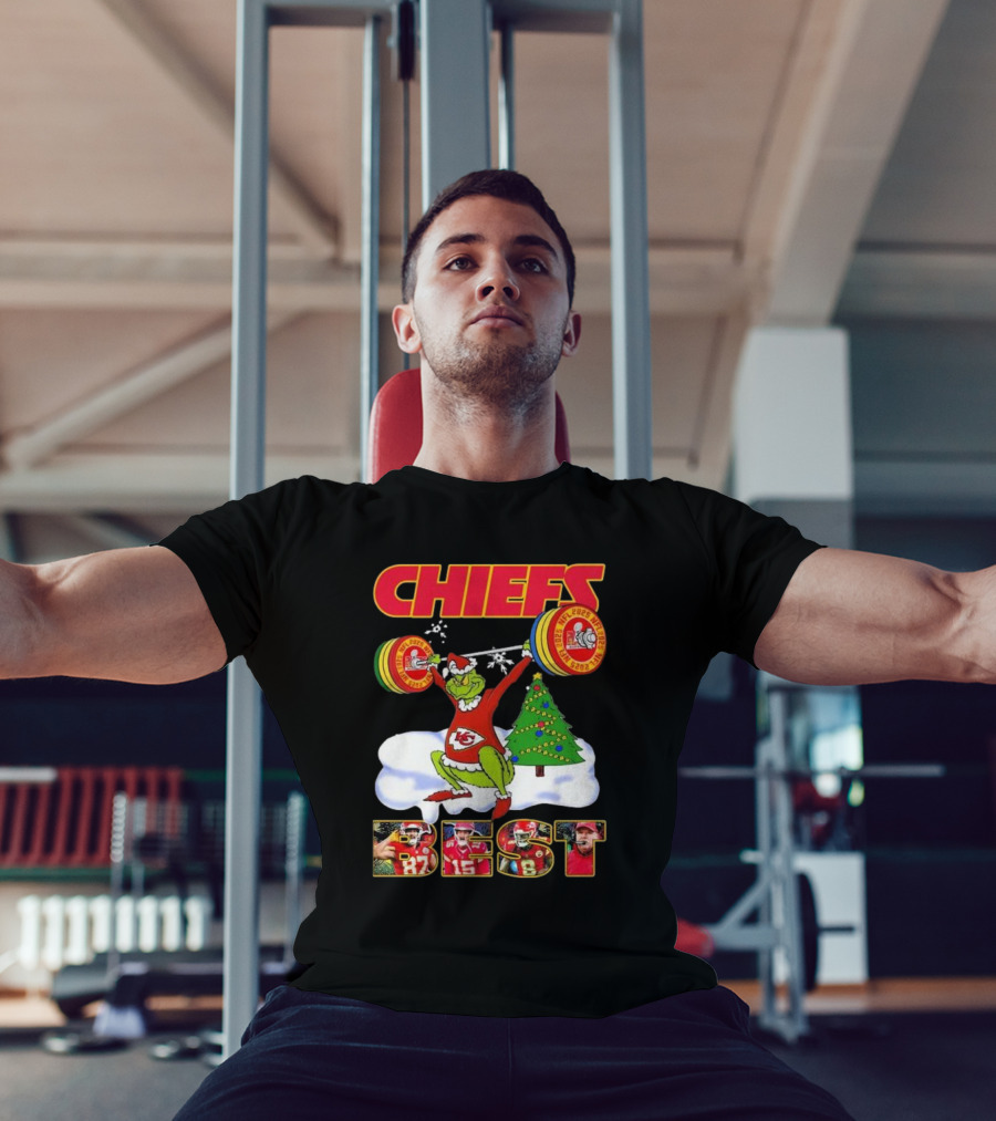 Chiefs Grinch Lifting Weights Christmas Tree NFL 2025 Best T-Shirt
