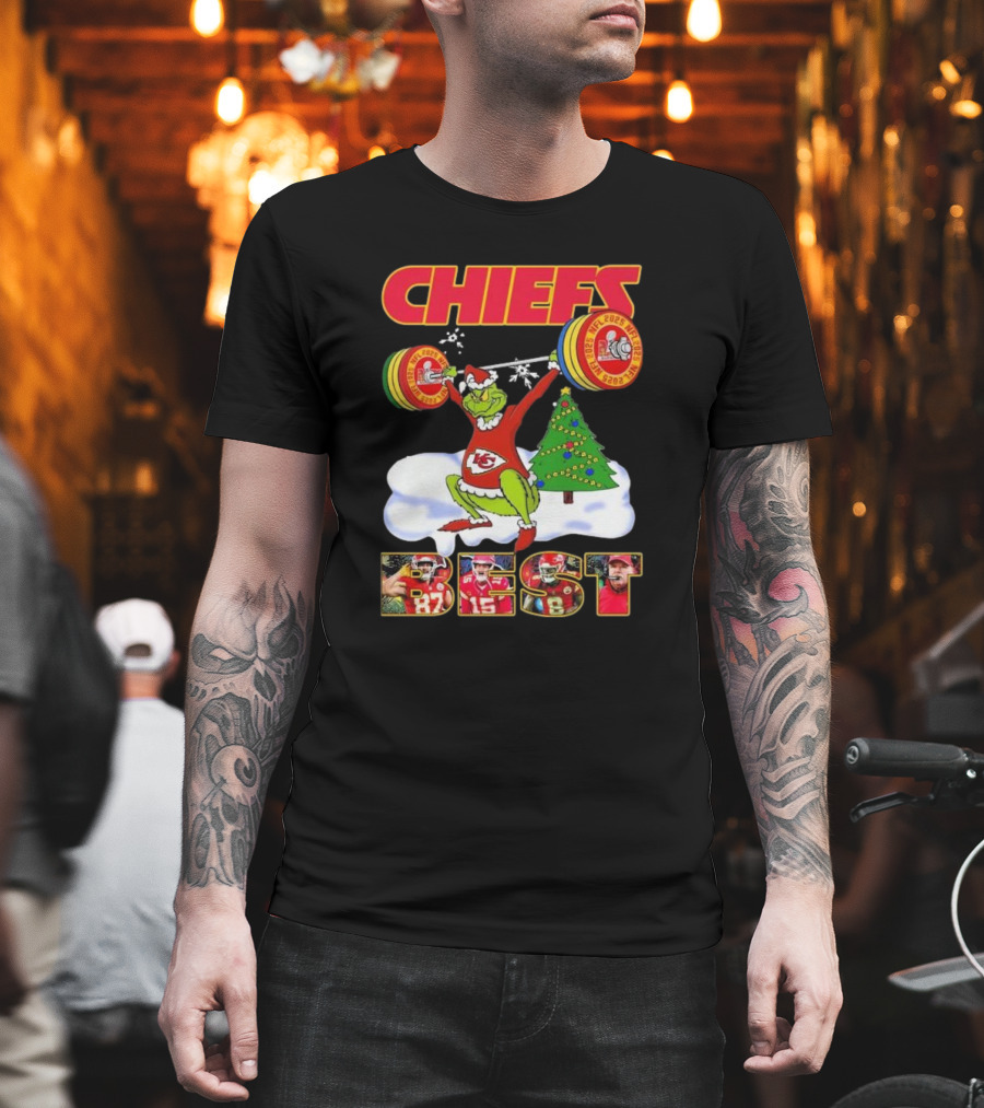 Chiefs Grinch Lifting Weights Christmas Tree NFL 2025 Best T-Shirt