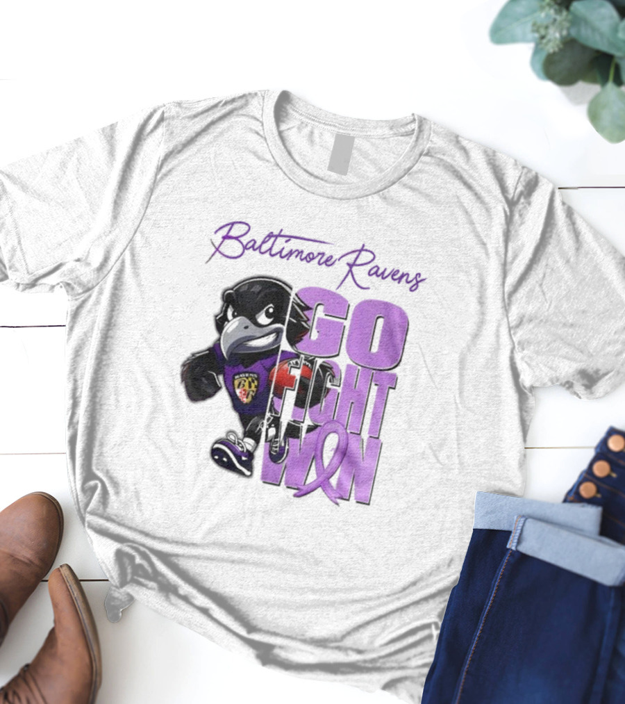 Baltimore Ravens Go Fight Win Pancreatic Cancer Awareness T-Shirt