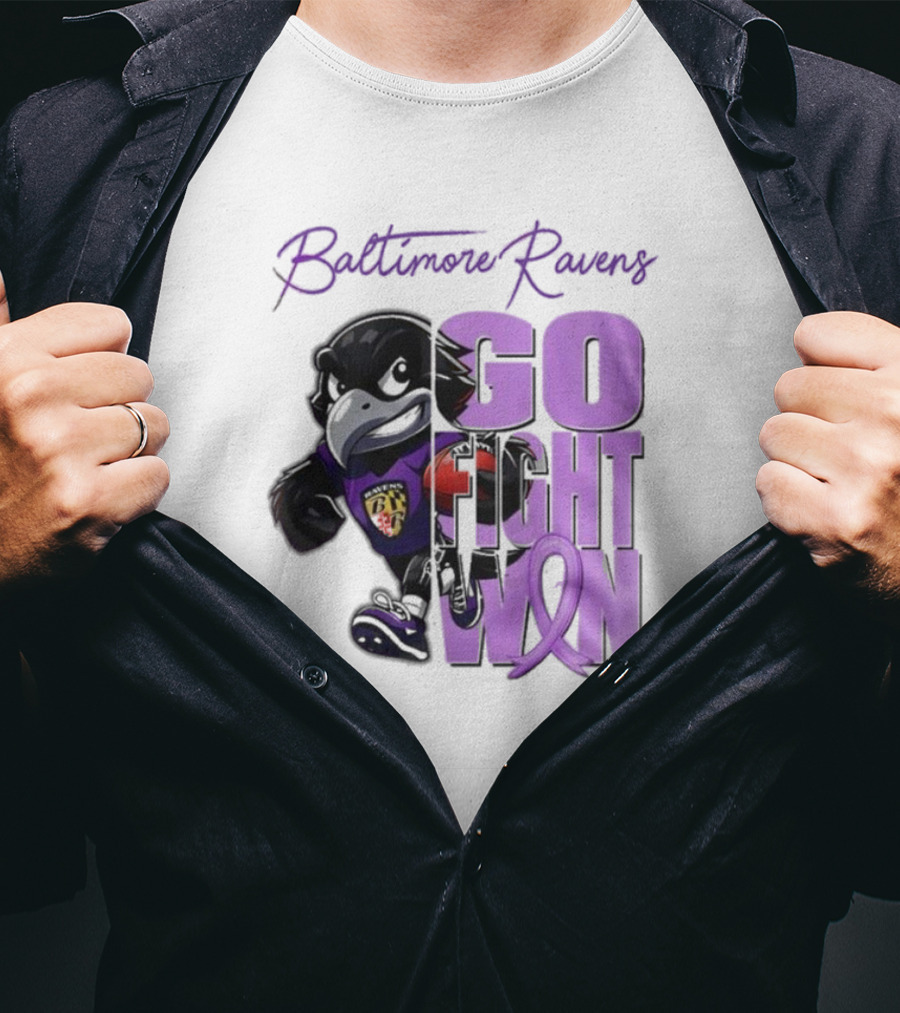 Baltimore Ravens Go Fight Win Pancreatic Cancer Awareness T-Shirt