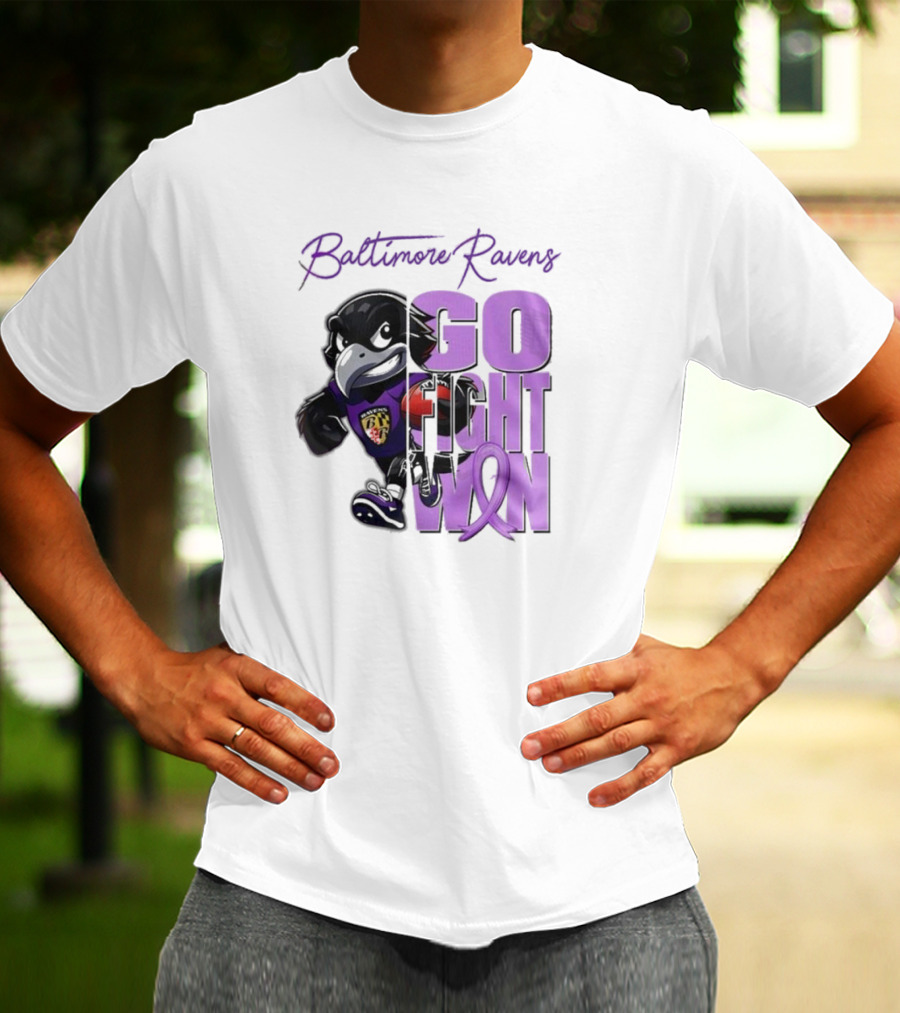 Baltimore Ravens Go Fight Win Pancreatic Cancer Awareness T-Shirt