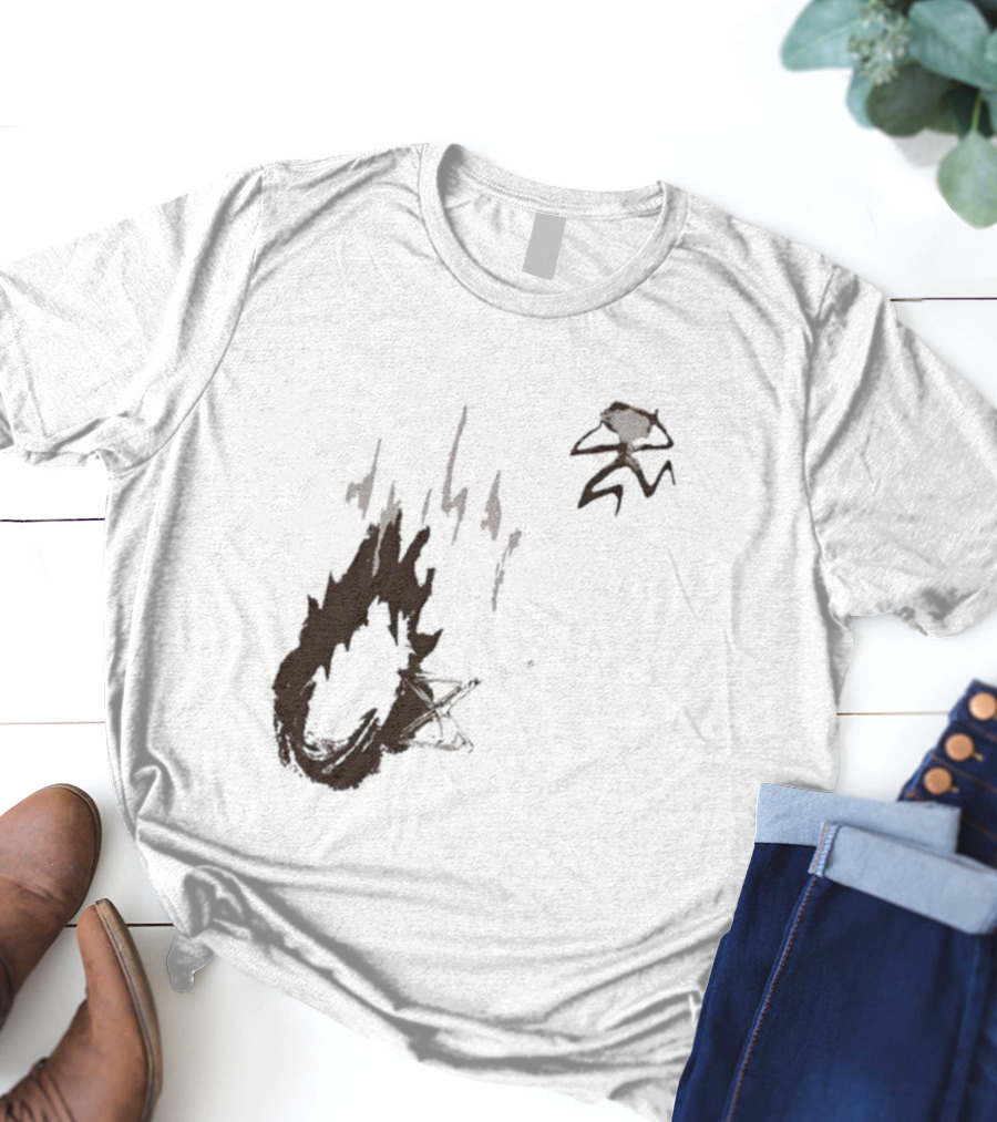 Big Trouble Trouble Brown Running From Fiery Explosion T-Shirt