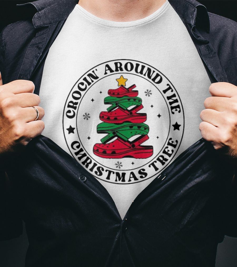 Crocin' Around The Christmas Tree Snowflakes Holiday T-Shirt