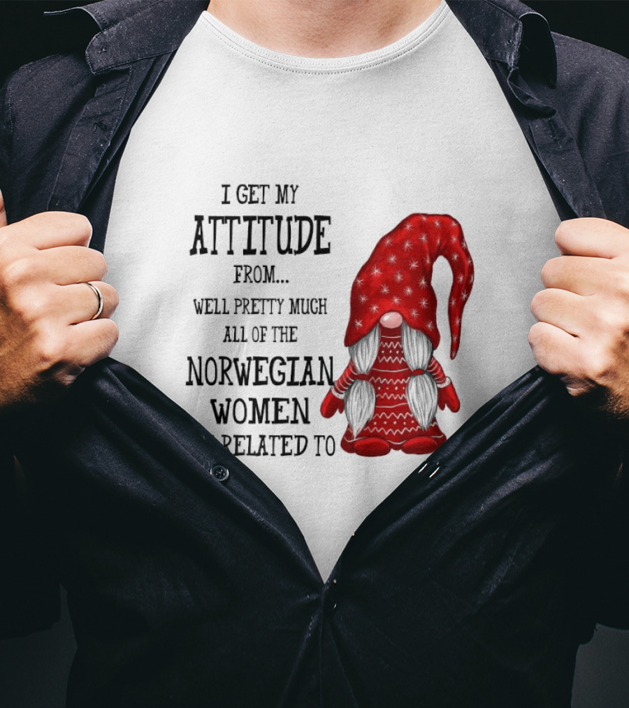 I Get My Attitude From Pretty Much All Of The Norwegian Women I'm Related To Gnome T-Shirt