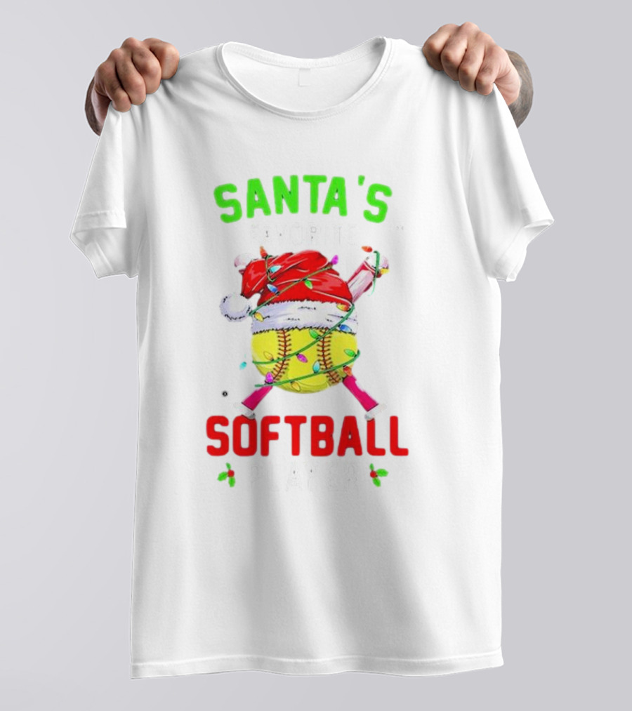 Santa's Favorite Softball Christmas Player T-Shirt