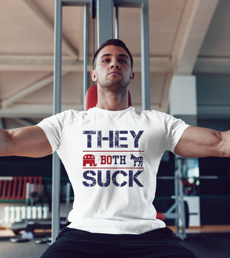 THEY BOTH SUCK Anti Republican Elephant Donkey Political T-Shirt
