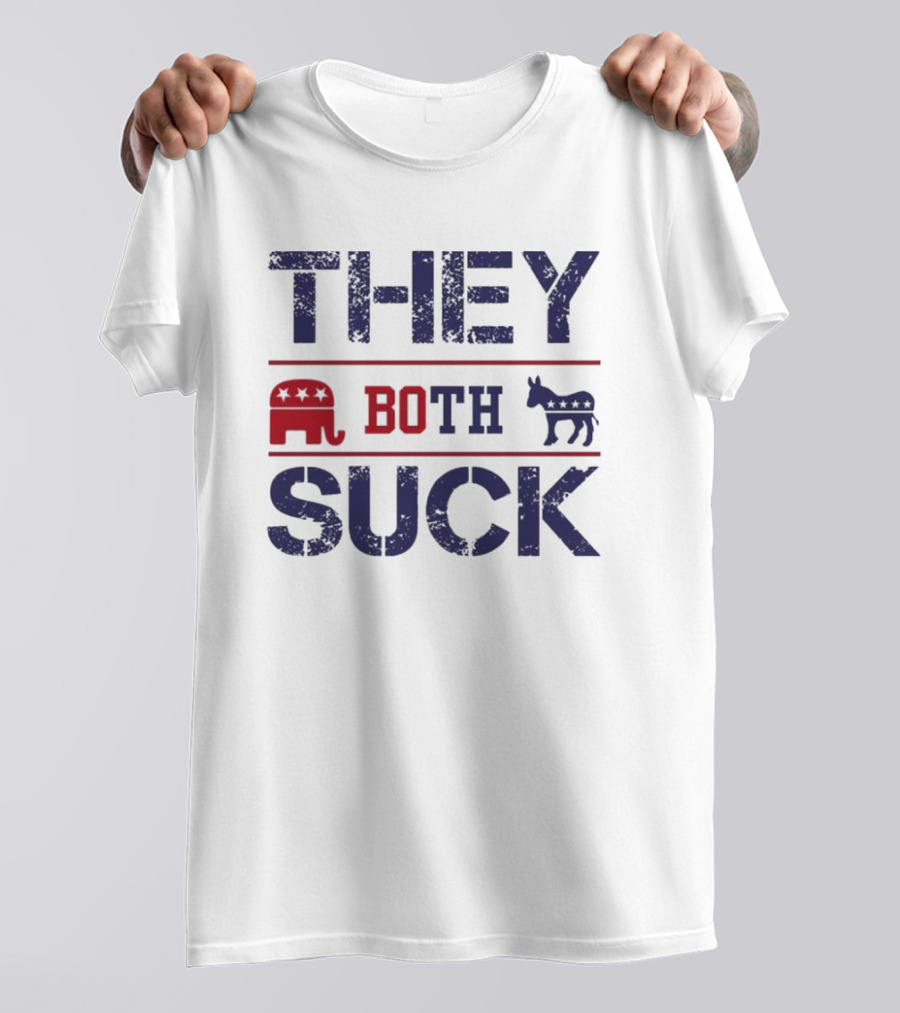 THEY BOTH SUCK Anti Republican Elephant Donkey Political T-Shirt