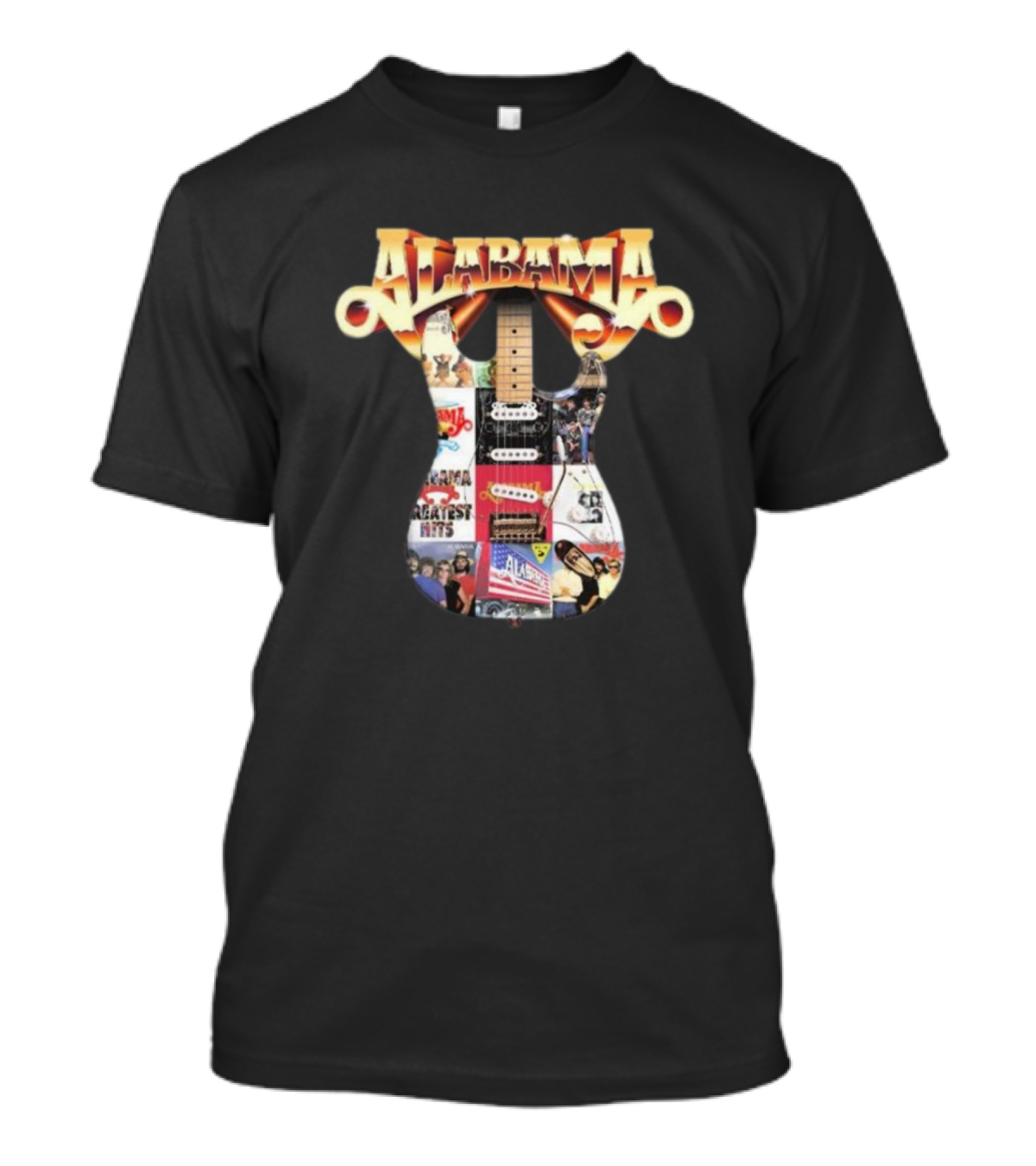 Alabama Black Guitar Band Collage Greatest Hits T-Shirt