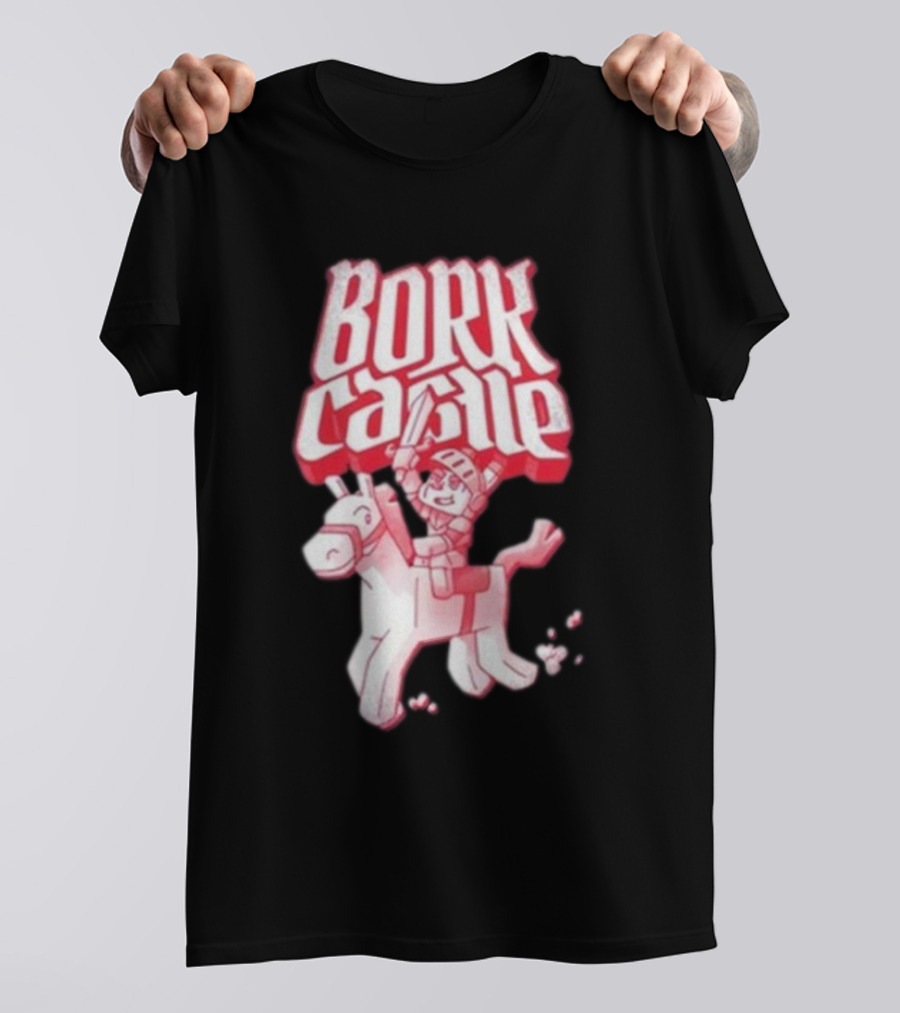 Bork Castle Cartoon Knight Riding Horse T-Shirt