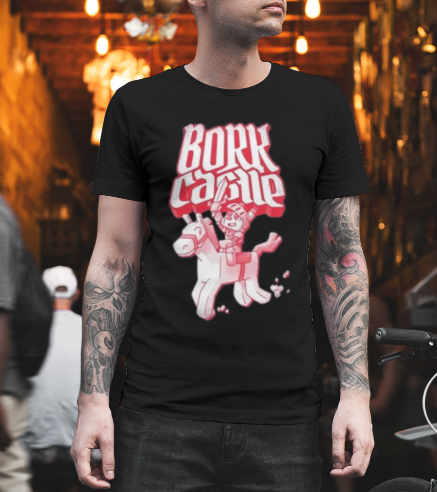 Bork Castle Cartoon Knight Riding Horse T-Shirt