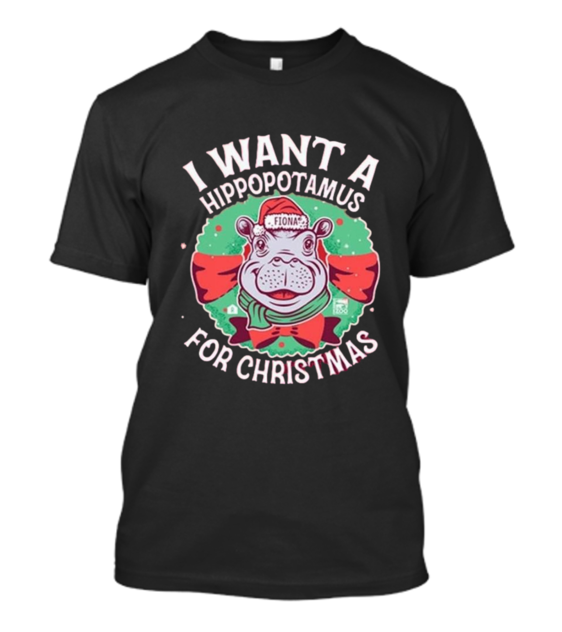 I Want A Hippopotamus For Christmas Fiona Cincinnati Red Bow T-Shirt