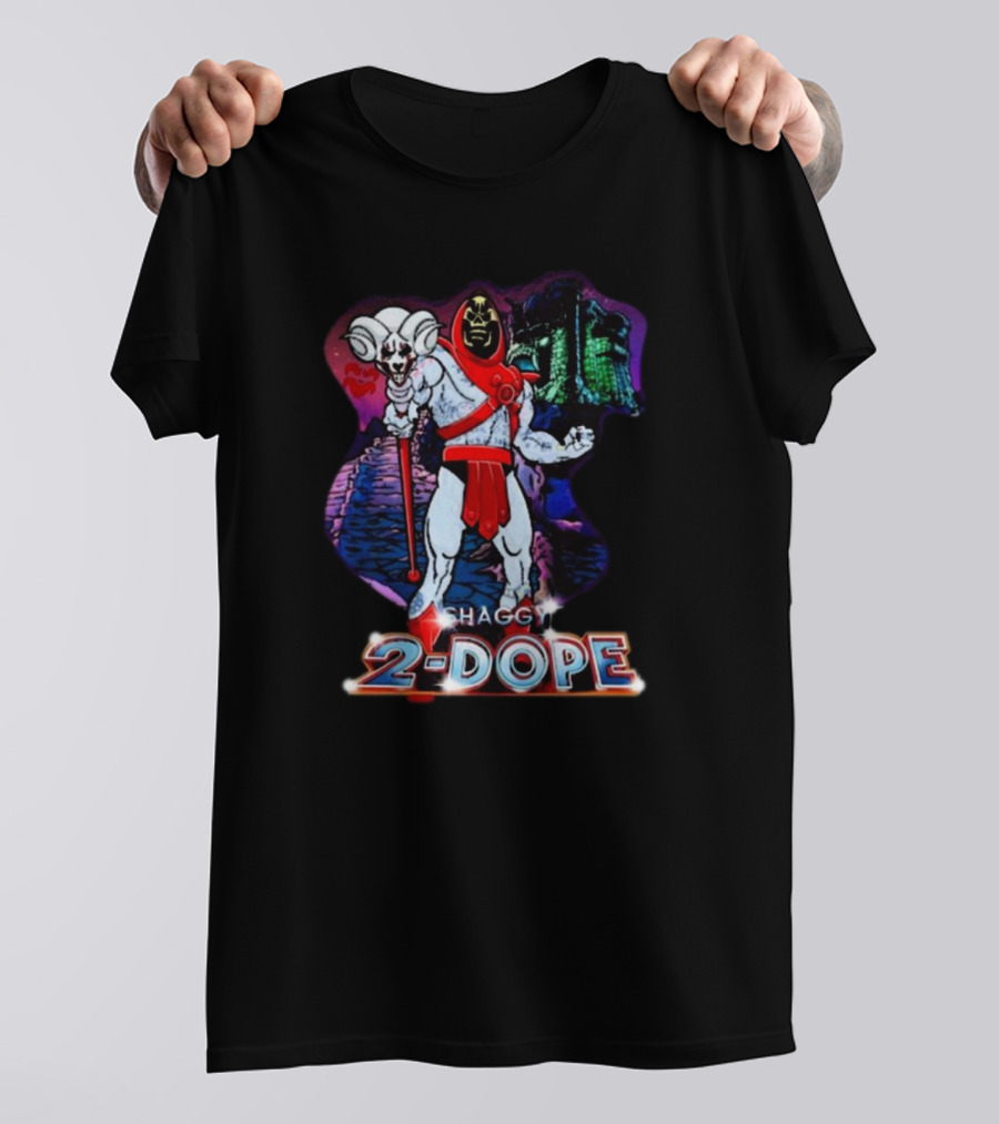 Shaggy 2 Dope Skeletor Mashup With Vintage Castle Background T-Shirt