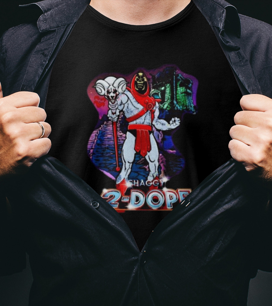 Shaggy 2 Dope Skeletor Mashup With Vintage Castle Background T-Shirt