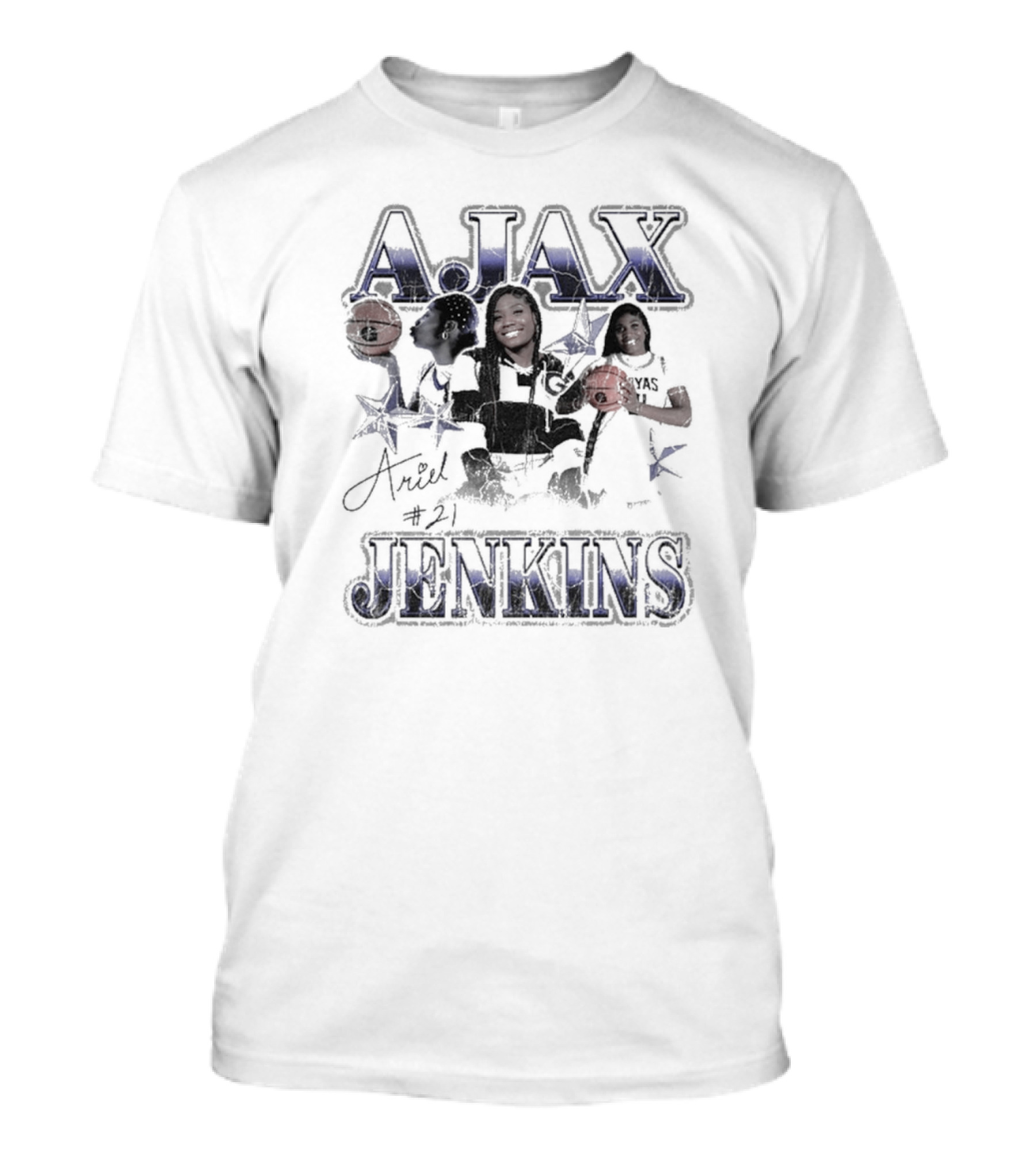 Ariel Jenkins A.Jax Georgetown Hoyas 90s Retro Basketball #21 Signature T-Shirt