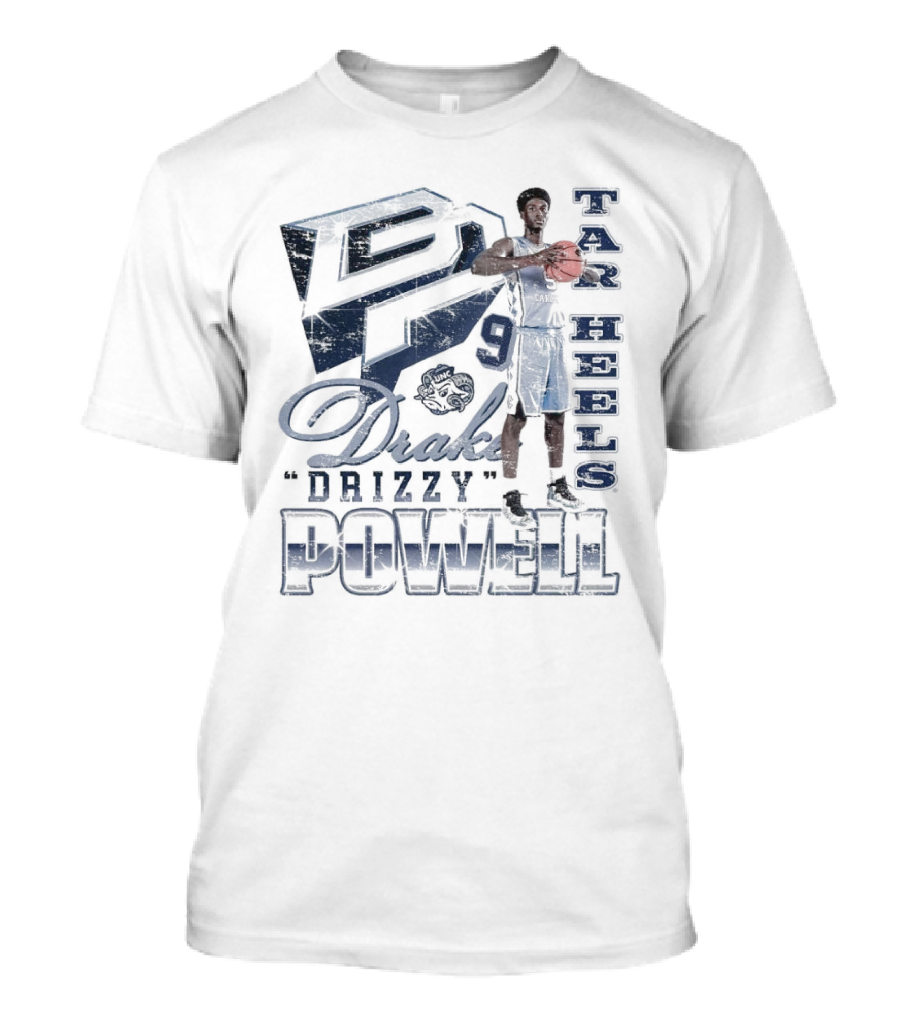 Drake Powell Drizzy 9 North Carolina Tar Heels Basketball UNC 90s T-Shirt