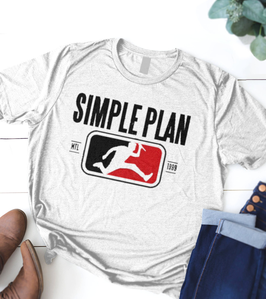 SIMPLE PLAN SP MTL 1999 Baseball Style Logo Jumping Figure T-Shirt