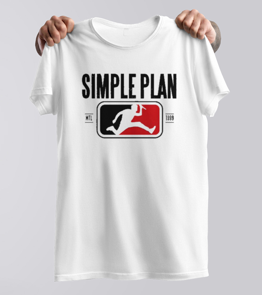 SIMPLE PLAN SP MTL 1999 Baseball Style Logo Jumping Figure T-Shirt