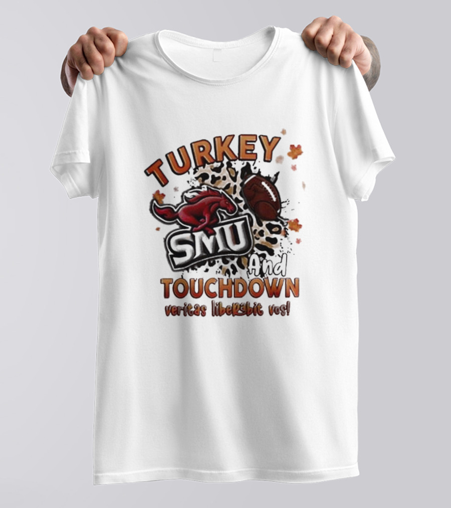 SMU Mustangs Turkey Touchdown Veritas Liberabit Vos T-Shirt