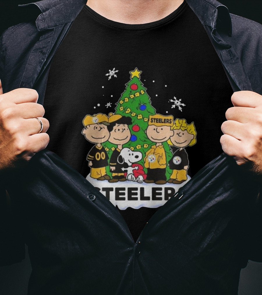 Peanuts Characters Pittsburgh Steelers Christmas T-Shirt