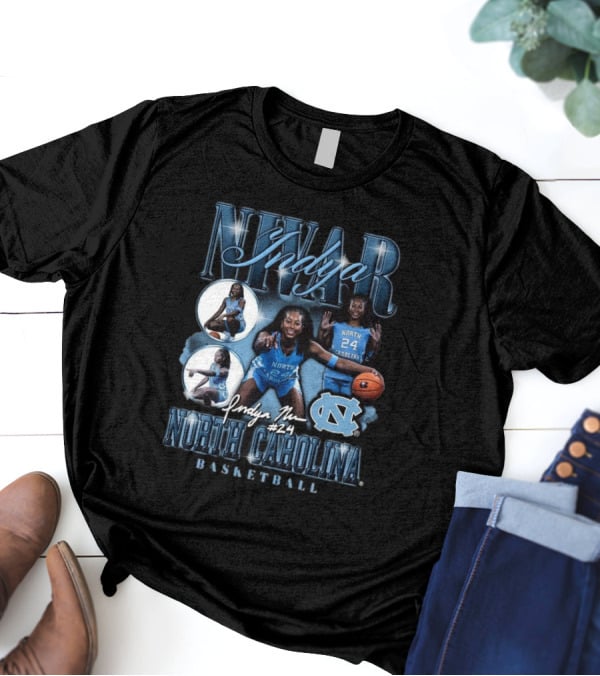 Indya Nivar #24 North Carolina Tar Heels Basketball T-Shirt