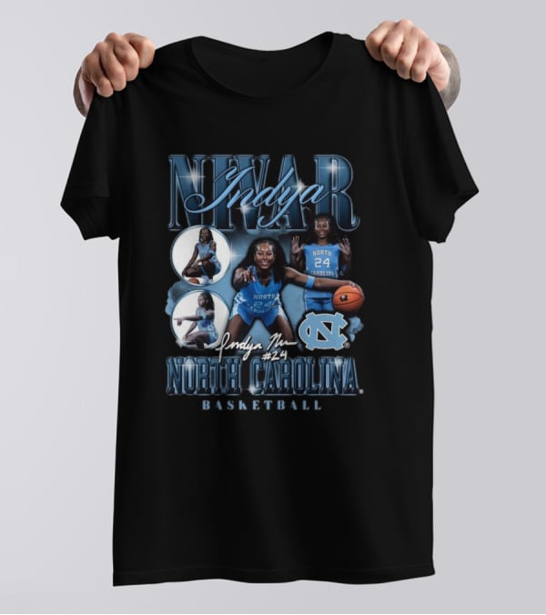 Indya Nivar #24 North Carolina Tar Heels Basketball T-Shirt