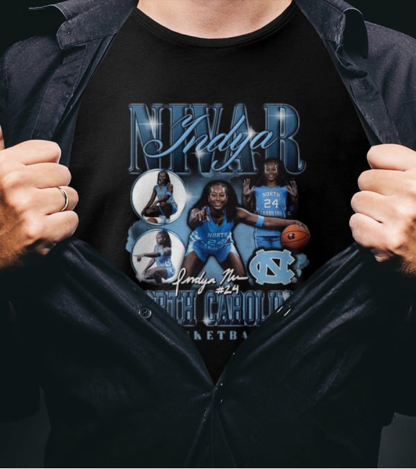 Indya Nivar #24 North Carolina Tar Heels Basketball T-Shirt