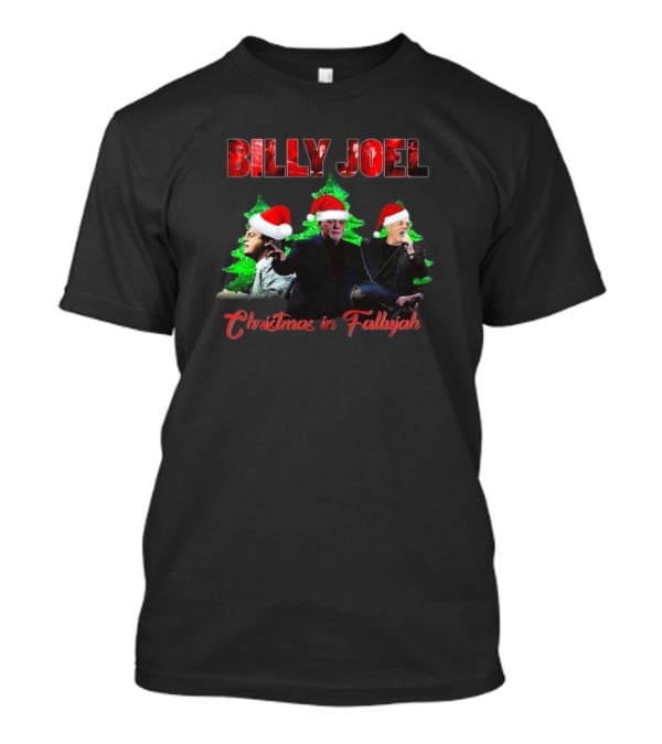 Billy Joel Christmas In Fallujah Santa Hat Green Tree Trio T-Shirt