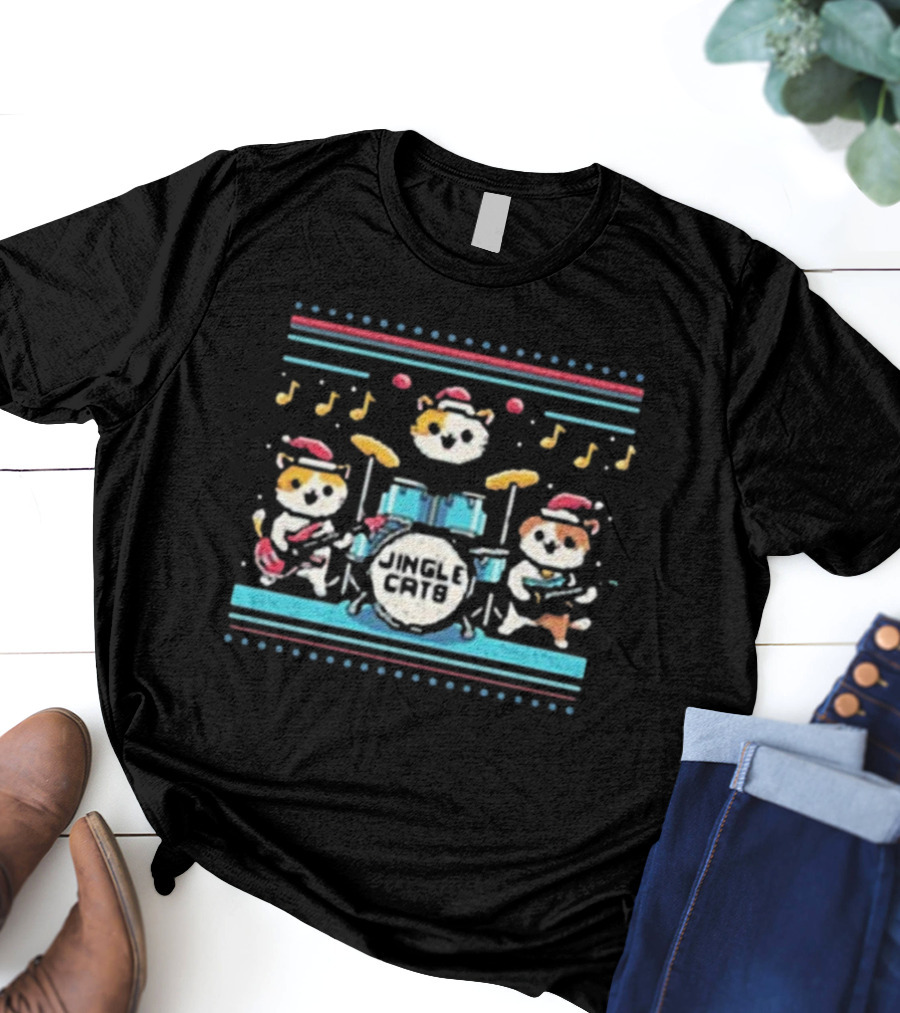 Jingle Cats Christmas Band Snowy Festive T-Shirt