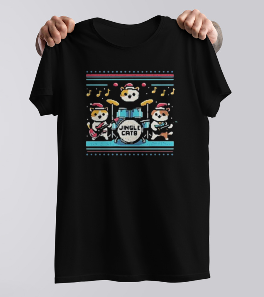 Jingle Cats Christmas Band Snowy Festive T-Shirt