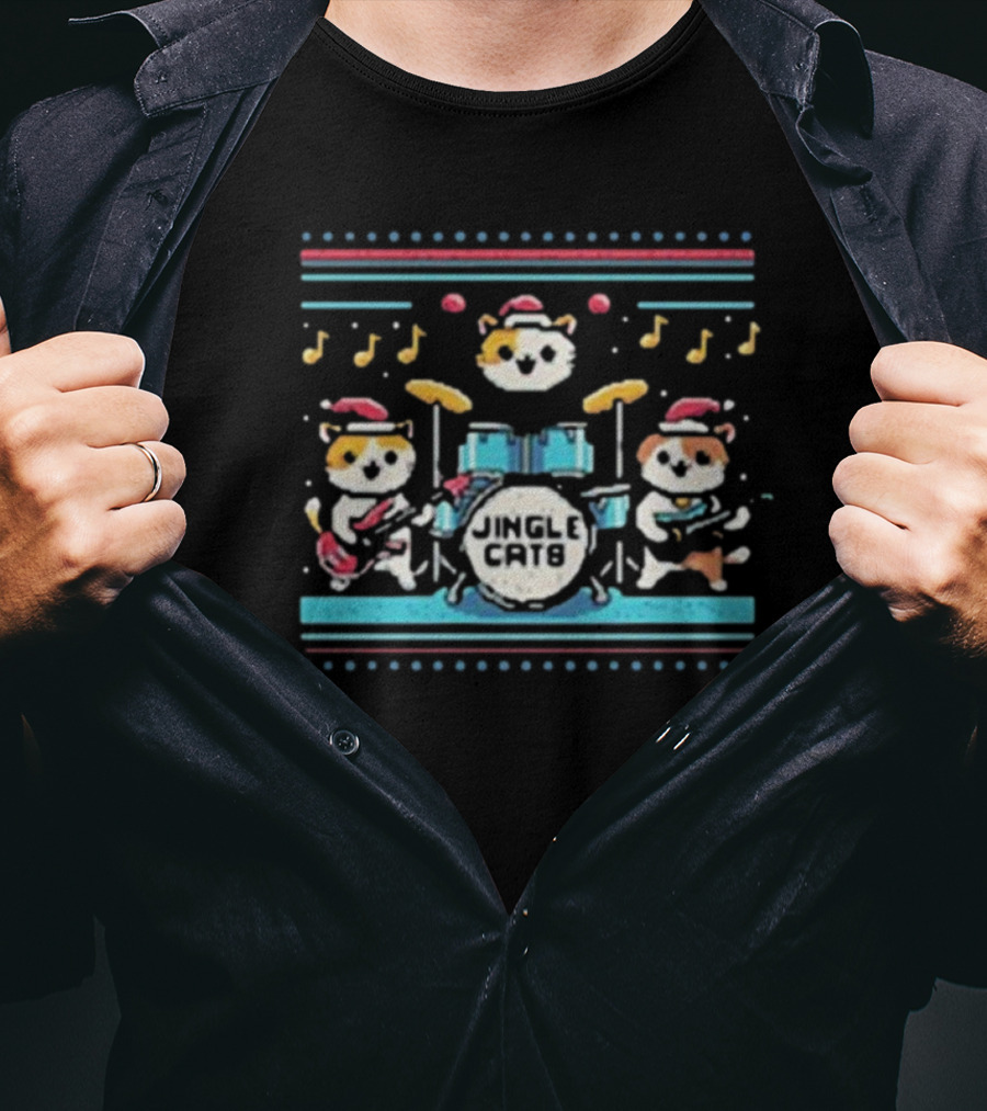 Jingle Cats Christmas Band Snowy Festive T-Shirt