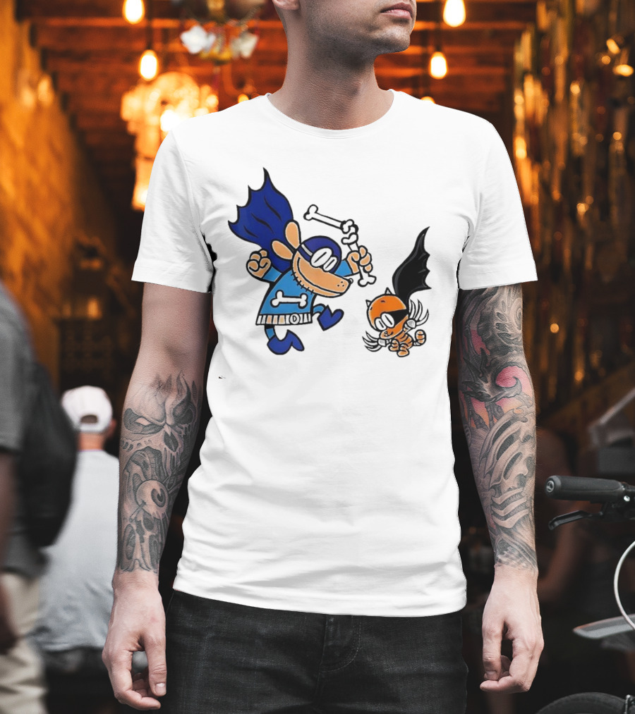 Dog And Cat Essentials Superhero Duo Dog Man And Cat Kid T-Shirt