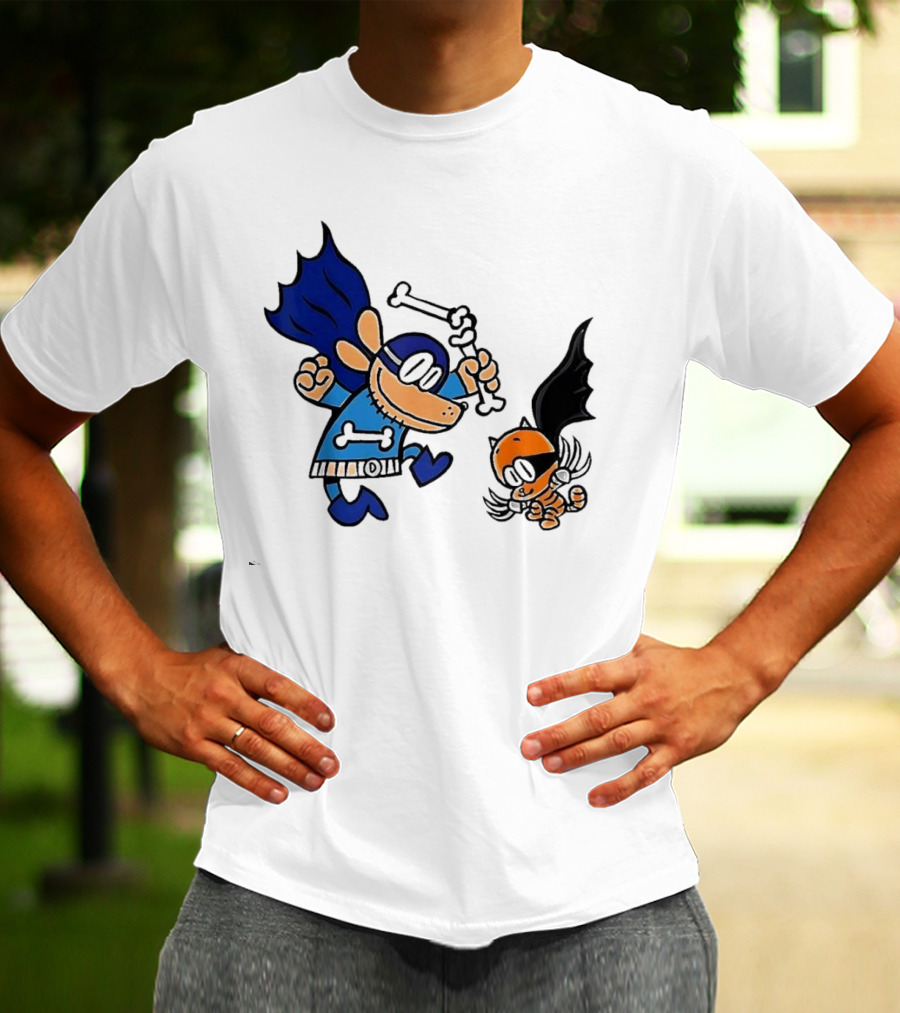 Dog And Cat Essentials Superhero Duo Dog Man And Cat Kid T-Shirt