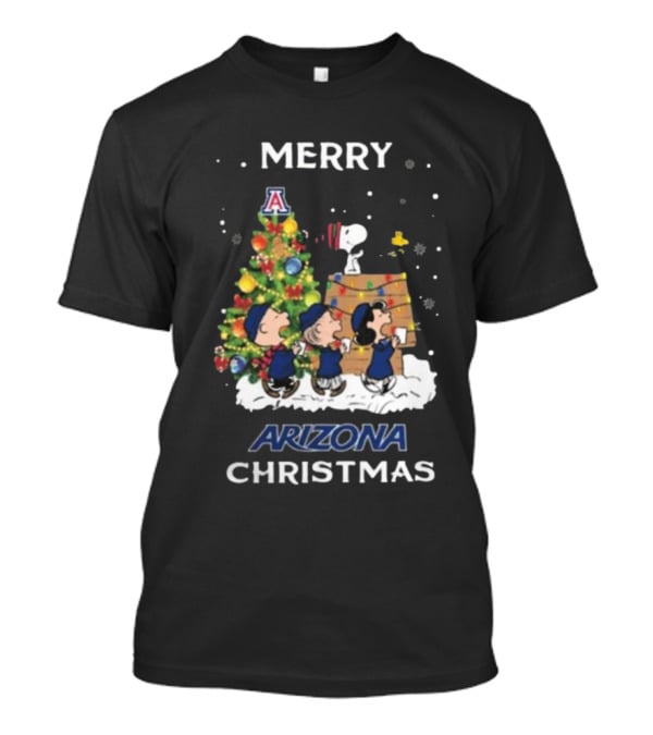Arizona Wildcats Snoopy Peanuts Merry Christmas Tree T-Shirt