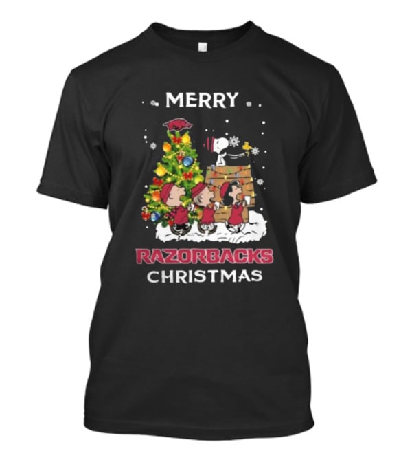 Merry Razorbacks Christmas Arkansas Snoopy And Friends T-Shirt