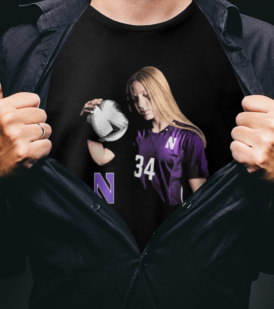 Ava Goodwin Northwestern Soccer Number 34 Spotlight T-Shirt